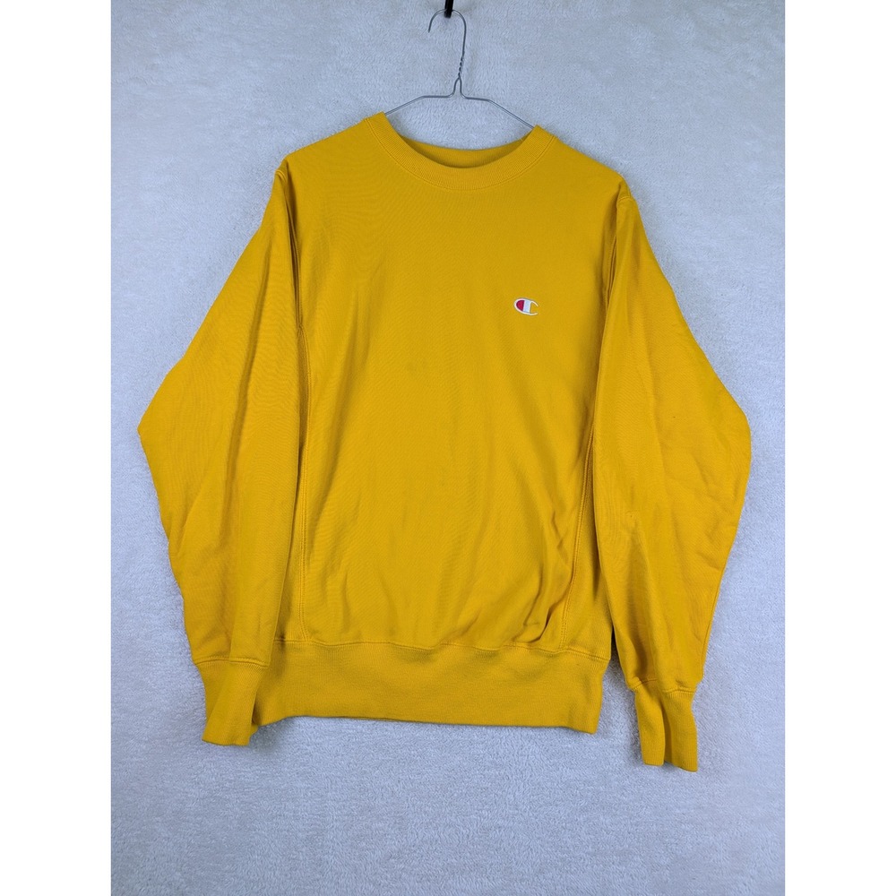 Champion Reverse Weave Sweatshirt Mens Small Yellow Pullover C Logo C1810